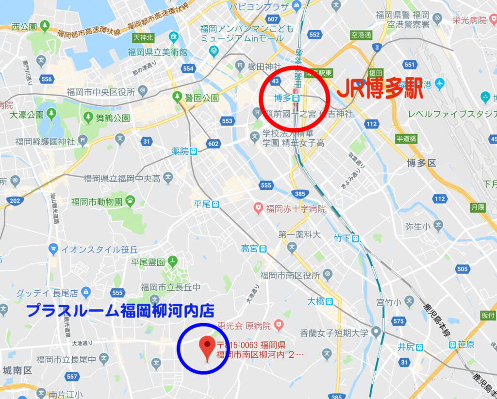 プラスルーム福岡柳河内店地図
